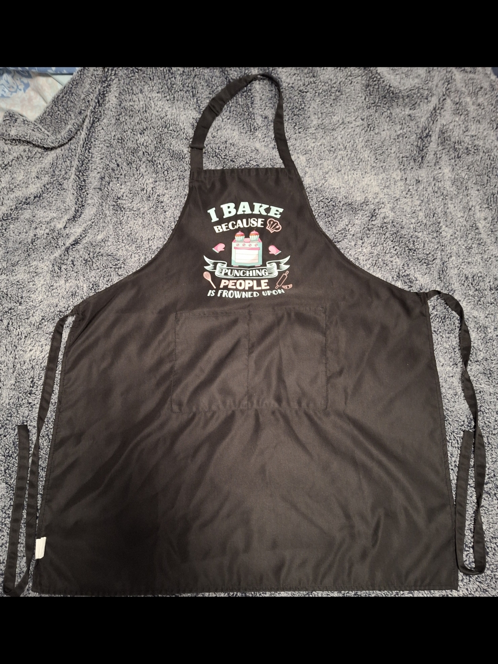 Black Graphic Baking Apron - I Bake Because Punching People is Frowned Upon